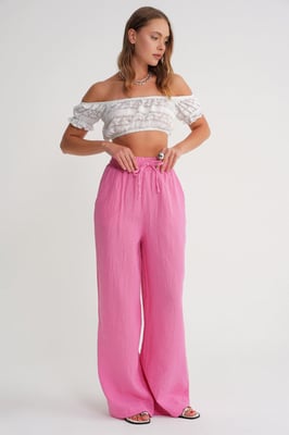 Hoge Taille Geweven Mousseline Stof Broek