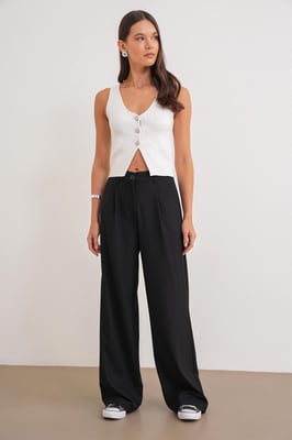 Hoge Taille Palazzo Broek met Zakken