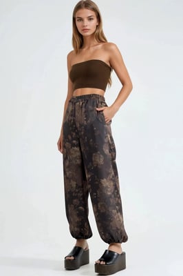 Patroon Baggy Fit Elastische Leggings met Zakken