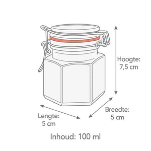 WDMT Zeshoekige weckpotjes 100 ml set van 6 – glazen voorraadpotjes met
