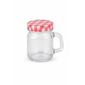 WDMT Glazen jam potjes met handvat 120 ml set van 6 – mini mokken stijl met
