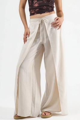 Trekkoord Taille Crepe Broek met Strikdetail