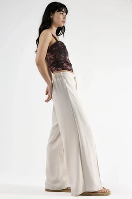 Trekkoord Taille Crepe Broek met Strikdetail