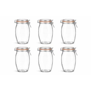 WDMT Weckpotten 1900 ml set van 6 – extra grote glazen voorraadpotten met