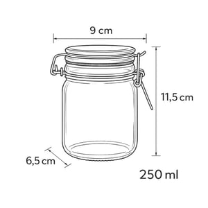 WDMT Weckpotjes 250 ml set van 6 – luchtdichte glazen voorraadpotjes met