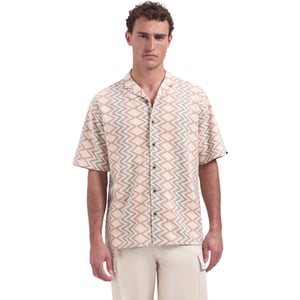 No Excess Shirt short sleeve jacquard zigzag coral