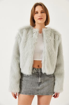 Boxy Crop Fuskpälsjacka