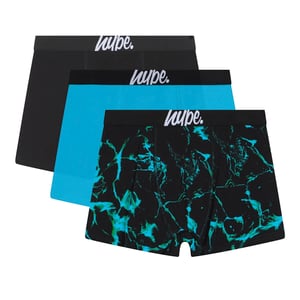 3 Pack Boys Boxers Black, Turquoise & Pool Print Soft Breathable Underwear
