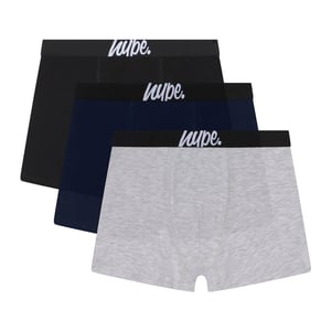 3 Pack Boys Boxers Black, Grey & Navy Soft Breathable Underwear
