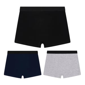 3 Pack Boys Boxers Black, Grey & Navy Soft Breathable Underwear