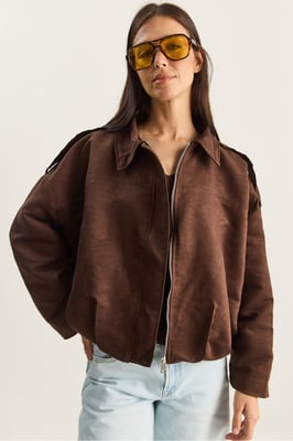 Oversized Faux Suède Jacket