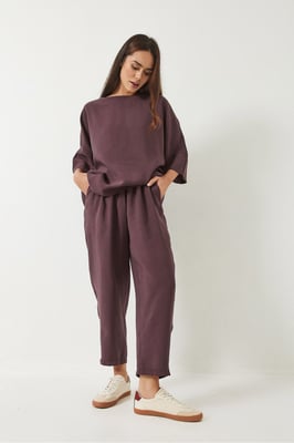Överdimensionerad Båtkrage Polyester Tvådelad Koord Set