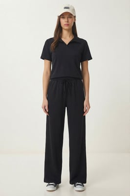 Middel hoge taille Polo Kraag Twee-delige Co-ord Set