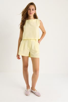 Hoge Taille Mouwloze Crew Neck Twee-Delige Set
