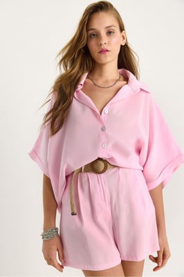 Twee-delige Coord Set met Hoge Taille en Knopen