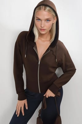 Hooded Lange Mouwen Rits Jack