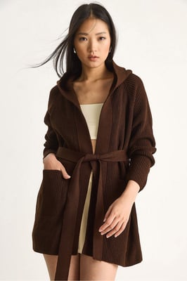 Hooded Cardigan met Striksluiting
