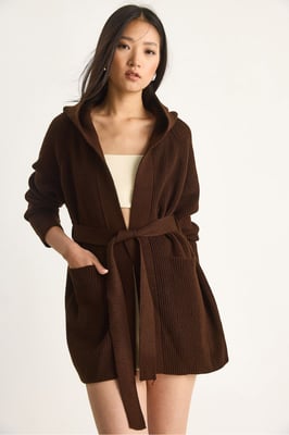 Hooded Cardigan met Striksluiting