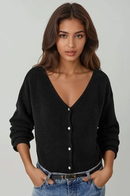Ultra mjuk V-ringad knäppt dubbelanvänd cardigan