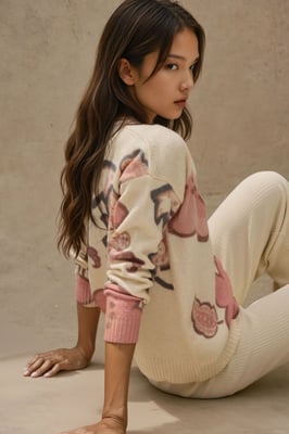 Blommor Jacquard Kofta