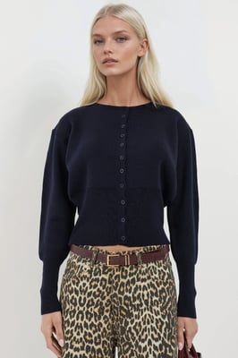 Slim Fit Ronde Hals Gebreide Cardigan