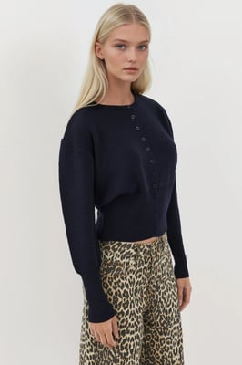 Slim Fit Ronde Hals Gebreide Cardigan