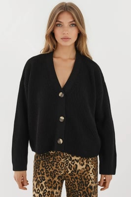 V-hals Oversized Gebuttonde Cardigan