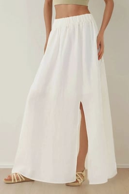 Hoge Taille A-Lijn Maxi Rok met Split