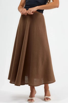 Hoge Taille Geweven A-Lijn Maxi Rok