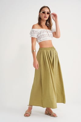 Hoge Taille Maxi Rok met Touwtje Taille