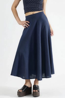 Hooggewaisted Textured A-Line Maxi Rok