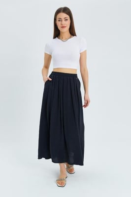 Hoge Taille Lange Rok met Zakken