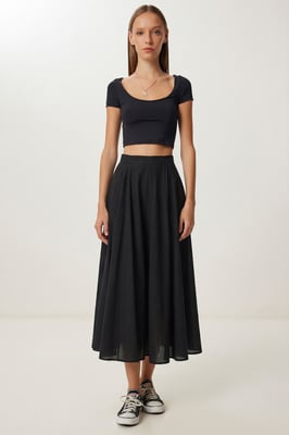 Hoge Taille A-Lijn Midi Rok