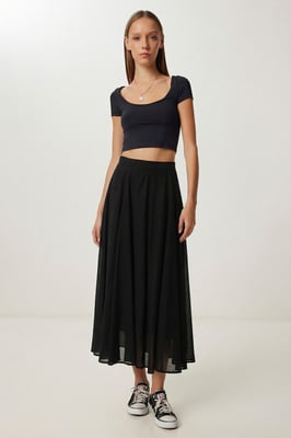 Hoge Taille A-Lijn Midi Rok