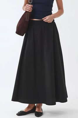 Elastische Taille Midi Rok met Zakken