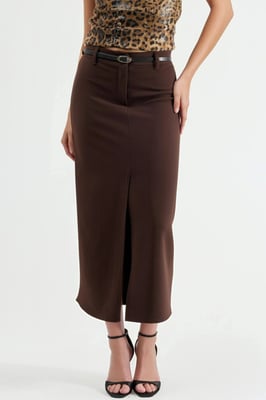 Gestrikte Midi Rok met Split