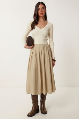 Hoge Taille A-Lijn Midi Rok