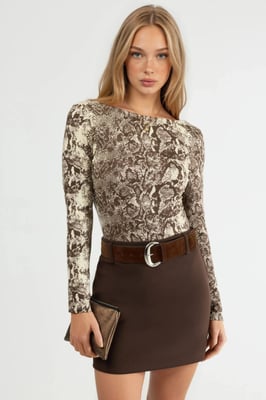 Hoge Taille Opgestikte Mini Rok
