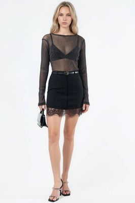 Hoge Taille Mini Rok met Kantdetails