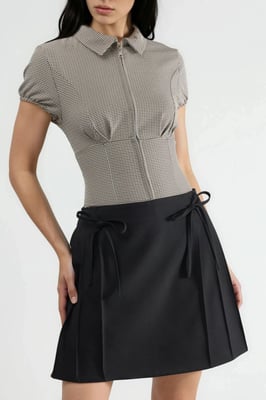 Hoge Taille Mini A-Lijn Skort met Strikdetail