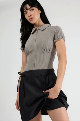 Hoge Taille Mini A-Lijn Skort met Strikdetail