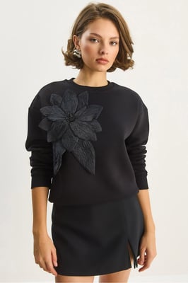 Accessoire Gedetailleerd Lange Mouw Crewneck Sweatshirt