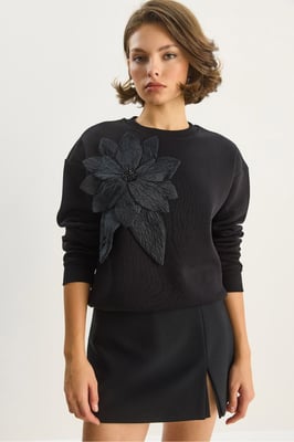 Accessoire Gedetailleerd Lange Mouw Crewneck Sweatshirt