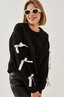 Crewneck Relaxed Fit Sweatshirt met Strik