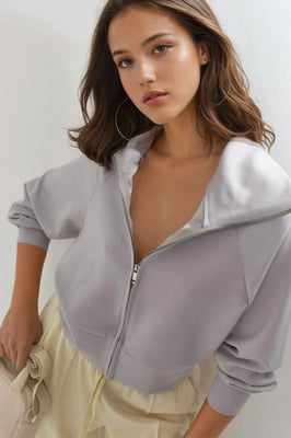 Avslappnad passform med dragkedja sweatshirt