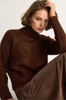 Oversized Stickad Turtleneck Tröja