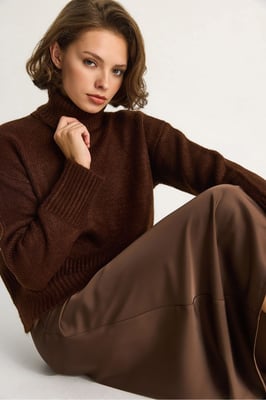 Oversized Stickad Turtleneck Tröja