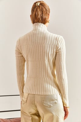 Gefitte Ribbeld Turtleneck Trui