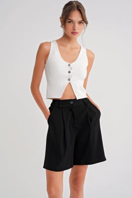 Hoge Taille Geknoopte Zak Shorts