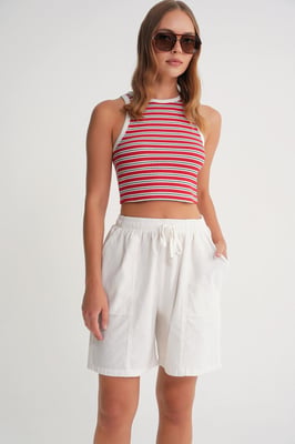 Hoge Taille Katoenen Touw Mini Shorts